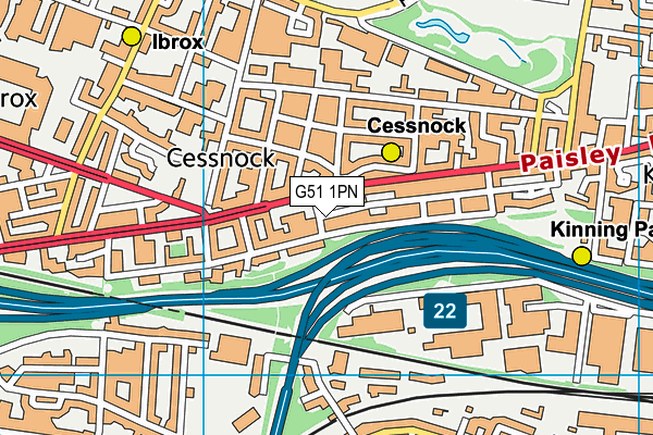 G51 1PN map - OS VectorMap District (Ordnance Survey)