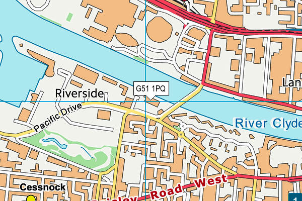 G51 1PQ map - OS VectorMap District (Ordnance Survey)