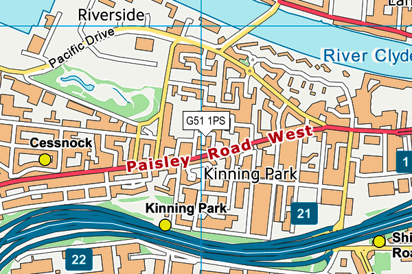 G51 1PS map - OS VectorMap District (Ordnance Survey)