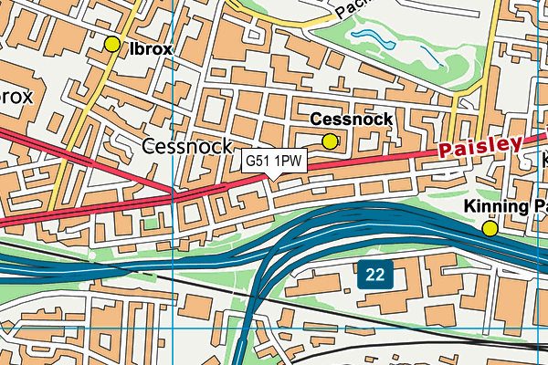 G51 1PW map - OS VectorMap District (Ordnance Survey)