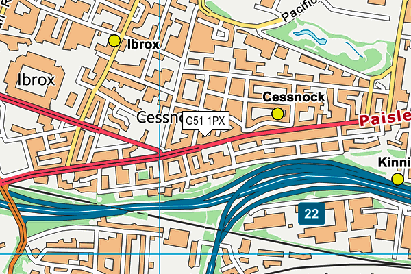 G51 1PX map - OS VectorMap District (Ordnance Survey)