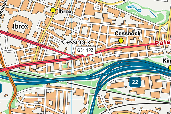 G51 1PZ map - OS VectorMap District (Ordnance Survey)