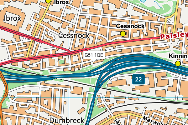 G51 1QE map - OS VectorMap District (Ordnance Survey)