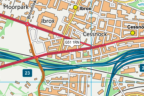 G51 1RN map - OS VectorMap District (Ordnance Survey)