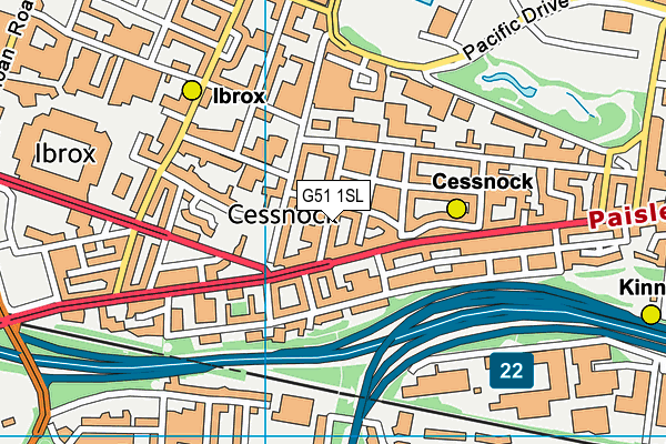 G51 1SL map - OS VectorMap District (Ordnance Survey)