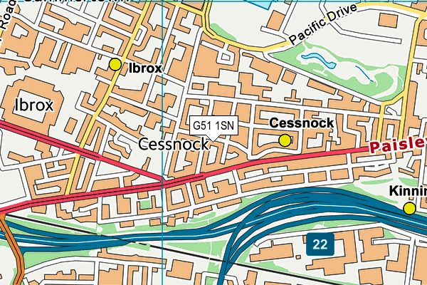 G51 1SN map - OS VectorMap District (Ordnance Survey)