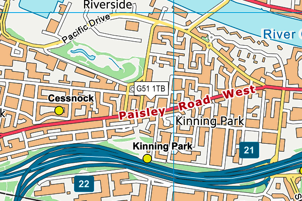 G51 1TB map - OS VectorMap District (Ordnance Survey)