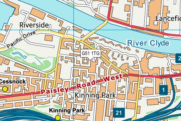 G51 1TG map - OS VectorMap District (Ordnance Survey)