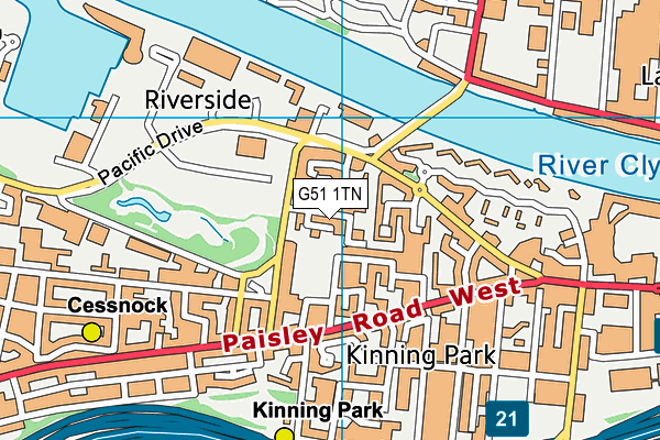 G51 1TN map - OS VectorMap District (Ordnance Survey)