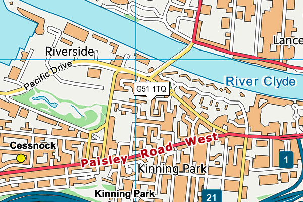 G51 1TQ map - OS VectorMap District (Ordnance Survey)