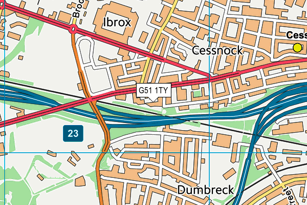 G51 1TY map - OS VectorMap District (Ordnance Survey)