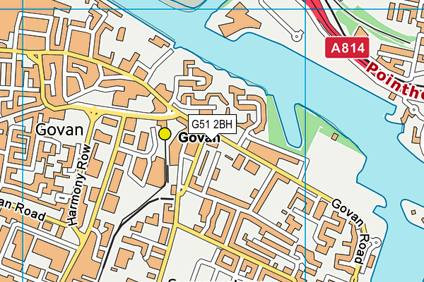 G51 2BH map - OS VectorMap District (Ordnance Survey)