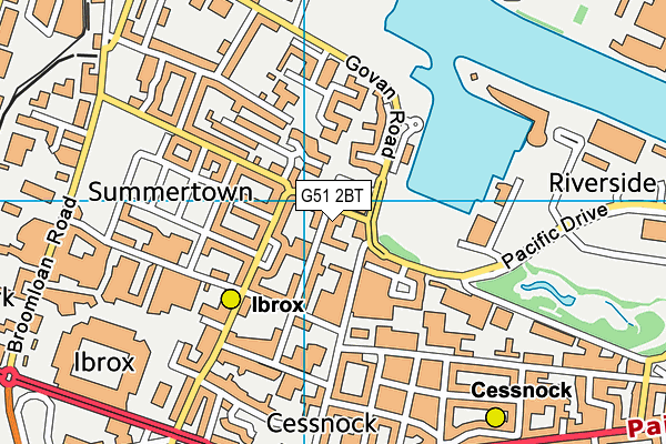 G51 2BT map - OS VectorMap District (Ordnance Survey)