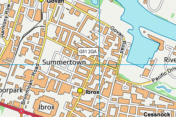 G51 2QA map - OS VectorMap District (Ordnance Survey)