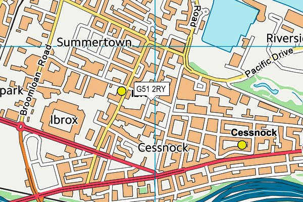 G51 2RY map - OS VectorMap District (Ordnance Survey)