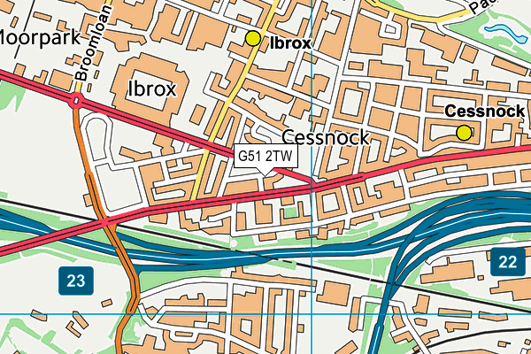 G51 2TW map - OS VectorMap District (Ordnance Survey)