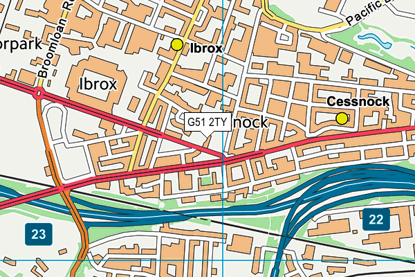 G51 2TY map - OS VectorMap District (Ordnance Survey)