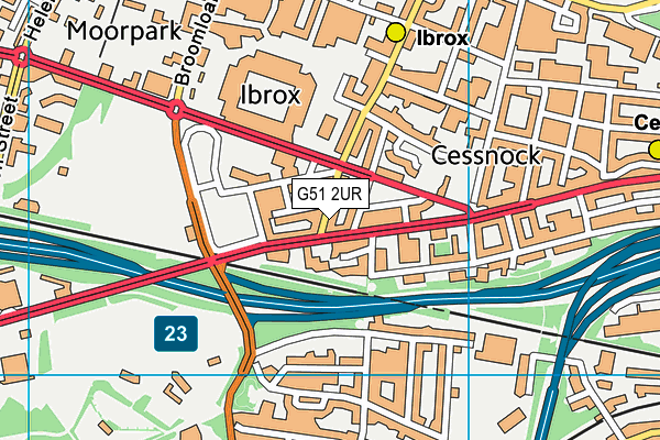 G51 2UR map - OS VectorMap District (Ordnance Survey)