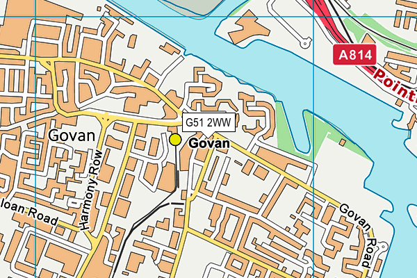 G51 2WW map - OS VectorMap District (Ordnance Survey)