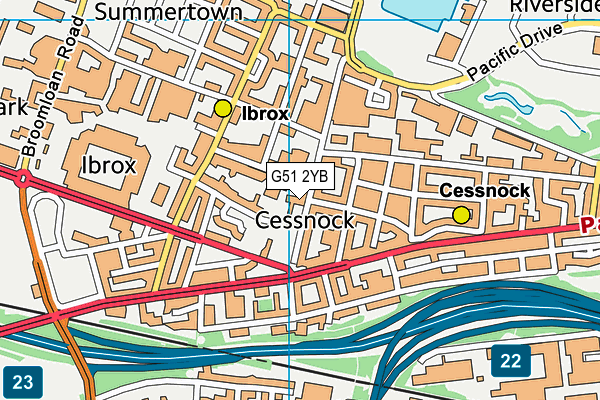 G51 2YB map - OS VectorMap District (Ordnance Survey)