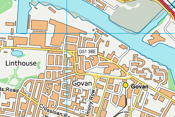 G51 3BE map - OS VectorMap District (Ordnance Survey)