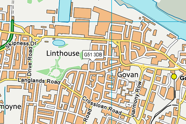 G51 3DB map - OS VectorMap District (Ordnance Survey)
