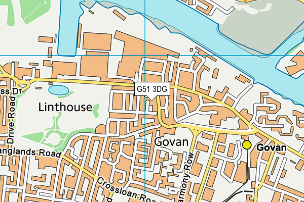 G51 3DG map - OS VectorMap District (Ordnance Survey)