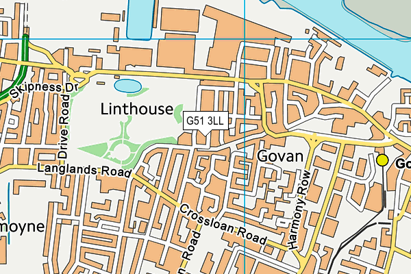 G51 3LL map - OS VectorMap District (Ordnance Survey)
