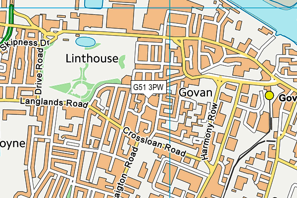 G51 3PW map - OS VectorMap District (Ordnance Survey)