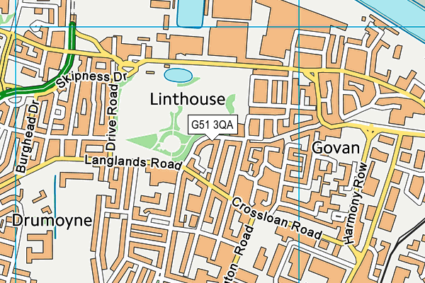 G51 3QA map - OS VectorMap District (Ordnance Survey)