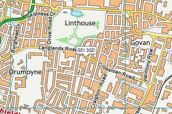 G51 3QD map - OS VectorMap District (Ordnance Survey)