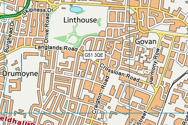 G51 3QE map - OS VectorMap District (Ordnance Survey)