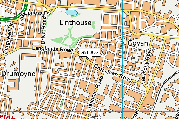 G51 3QG map - OS VectorMap District (Ordnance Survey)