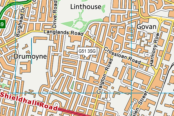 G51 3SG map - OS VectorMap District (Ordnance Survey)