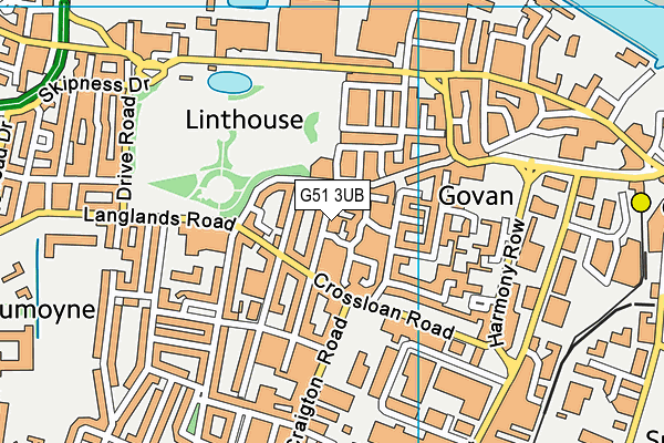 G51 3UB map - OS VectorMap District (Ordnance Survey)