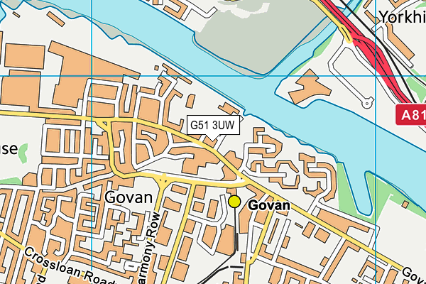 G51 3UW map - OS VectorMap District (Ordnance Survey)
