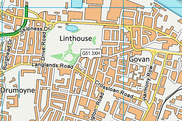 G51 3XH map - OS VectorMap District (Ordnance Survey)