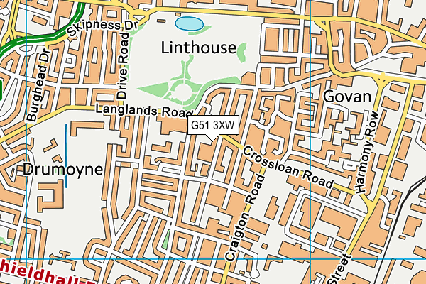 G51 3XW map - OS VectorMap District (Ordnance Survey)