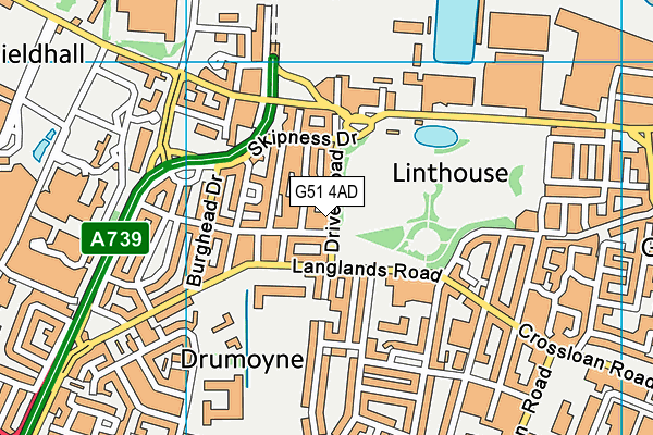 G51 4AD map - OS VectorMap District (Ordnance Survey)