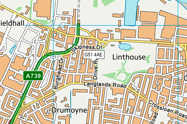 G51 4AE map - OS VectorMap District (Ordnance Survey)