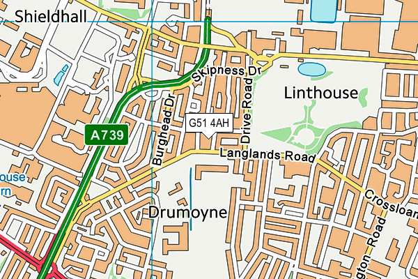 G51 4AH map - OS VectorMap District (Ordnance Survey)