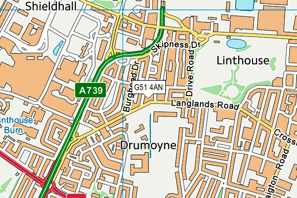 G51 4AN map - OS VectorMap District (Ordnance Survey)