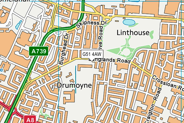 G51 4AW map - OS VectorMap District (Ordnance Survey)