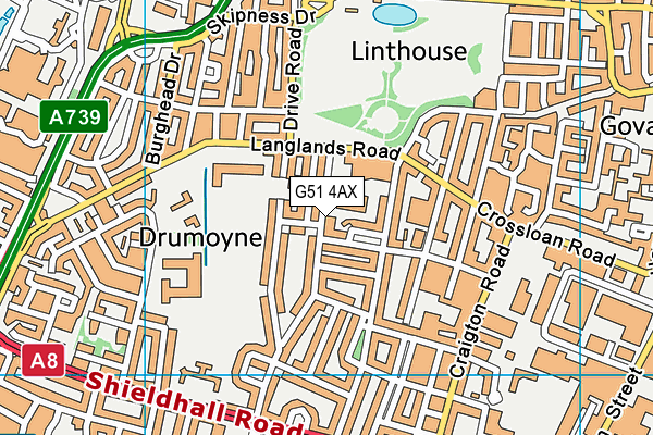 G51 4AX map - OS VectorMap District (Ordnance Survey)