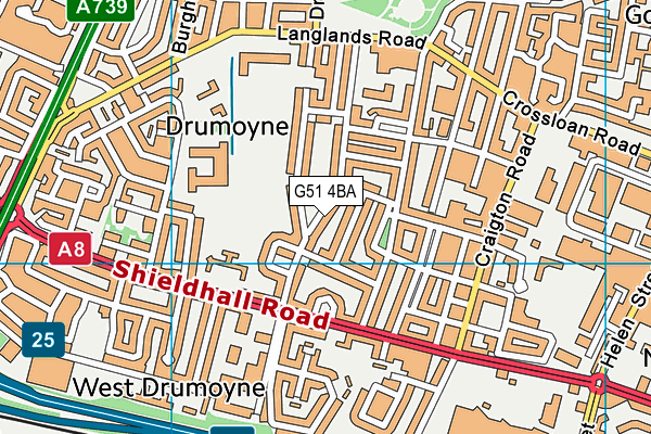 G51 4BA map - OS VectorMap District (Ordnance Survey)