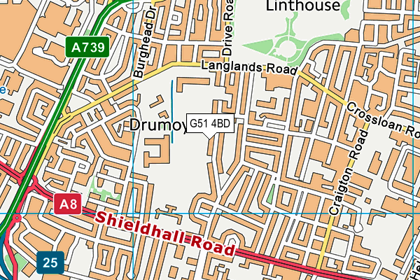 G51 4BD map - OS VectorMap District (Ordnance Survey)