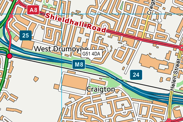 G51 4DA map - OS VectorMap District (Ordnance Survey)