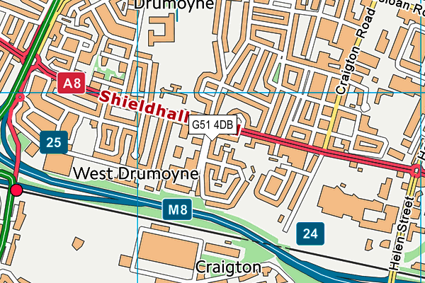 G51 4DB map - OS VectorMap District (Ordnance Survey)