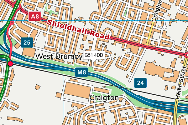 G51 4DD map - OS VectorMap District (Ordnance Survey)