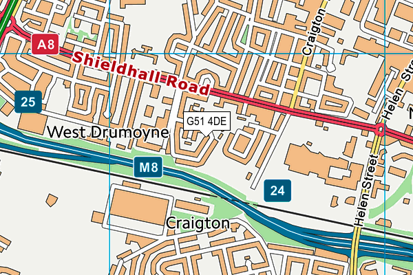 G51 4DE map - OS VectorMap District (Ordnance Survey)